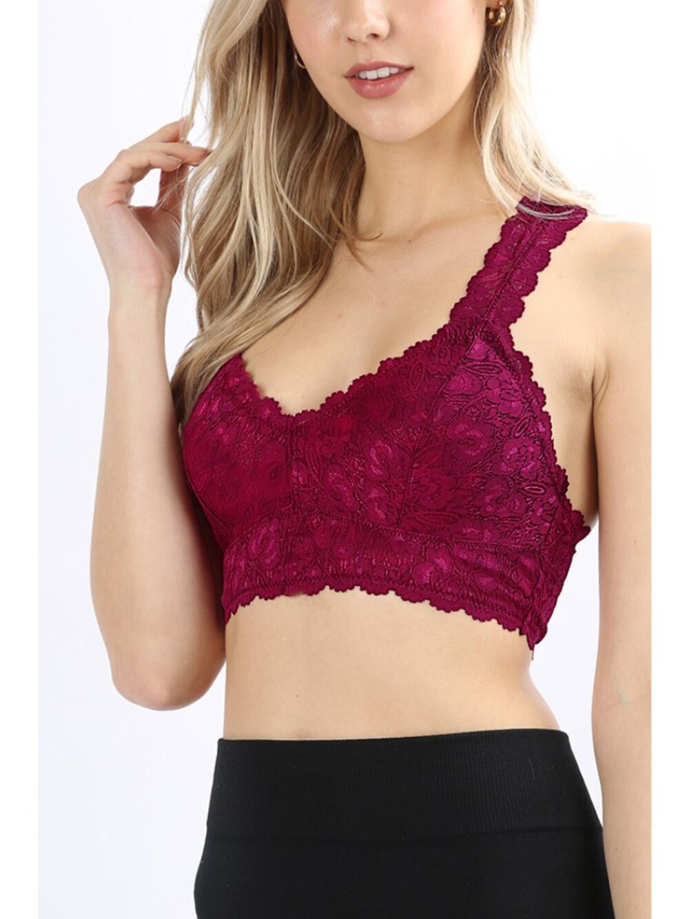 Racer Back Stretch Lace Bralette - Picture 4 of 5
